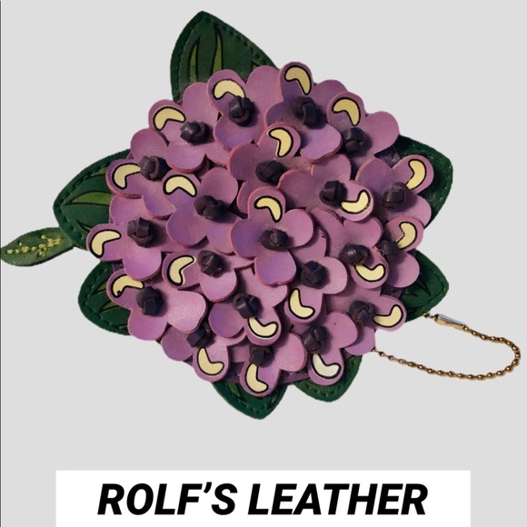 ROLFS VINTAGE LEATHER LILAC COIN PURSE/KEY FOB - Picture 2 of 5